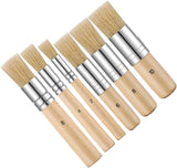 NEW JALCH Wooden Stencil Brushes – 6 pcs Paint Brushes for Acrylic Painting, Natural Bristle Brushes, Perfect for Acrylic, Oil & Watercolor Painting, DIY Art Crafts Project