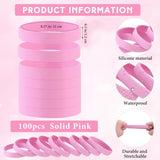 NEW Retails $40, Liliful 100 Pcs Silicone Rubber Wristbands Rubber Wristband Bracelet Bands for Silicone Wristbands for Women Men (Pink)