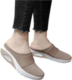 NEW Women's Breathable Mesh Slip on Slides, Garden Shoes Soft Rubber Arch Support Comfortable Casual Walking Wedge Shoes (Khaki, Sz 8.5)