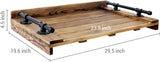 NEW MyGift Rustic Dark Burnt Wood Stove Top Cover - Noodle Board Jumbo Decorative Farmhouse Serving Tray with Industrial Black Metal Pipe Handles - Retails for $190+