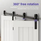NEW Retails $90, ZEKOO Bifold Barn Door Hardware: 60 inch Bi-fold Sliding Barn Door Hardware Track Kit for 56" Closet Doors - Easy Assembly Smoothly Quietly J Shape Side Mount and Top Mount Slide Roller- No Doors