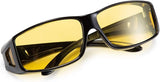 NEW FEISEDY Fit over Anti-Glare Polarized Wrap Sunglasses Night Driving Rectangular Yellow Sunglasses Over Glasses for Men