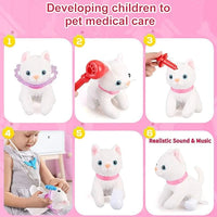 NEW Aomola Pet Care Pretend Veterinarian Toy with interactive kitten, cage & accessories
