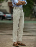 NEW Snoly Men's Summer Retro Lightweight Linen Gurkha Trousers Tapered Leg Straight Flat Front Chino Pants - Size S - Retails $51