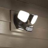 NEW Beams Wired Floodlight - 2-Head Outdoor Motion Sensing LED Security Light, 2900 lumens with Cascading Wall Wash, 1-Pack, Bronze, Retails $65