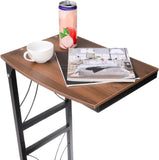 NEW Retails $70, Peohud C Shaped End Table, Sturdy Side Table with Rolling Wheels, Vintage Couch Table with Metal Frame for Sofa, Living Room, Bedroom, Small Space