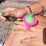 NEW TCBWFY 2 Pack Ring Wearable Anti-Spill Nail Polish Bottle Holder Soft Flexible Silicone, PINK & TEAL