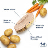 Retails $28+ NEW Redecker Hard and Soft Side Vegetable Brush, Durable Beechwood Handle, 2 Different Bristle Strengths for Cleaning Delicate or Tough-Skinned Vegetables, 5-1/4 inches, Made in Germany