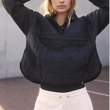 NEW Women's Oversized Hooded Puffer Jacket Quilted Lightweight Long Sleeve Coat Winter Warm Padded Pullover, Sz S, Black