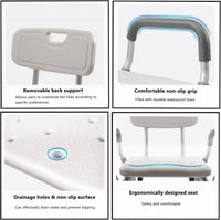 NEW Guardian Shower Chair for Bathtub, Bath Chair for Inside Shower, Shower Chair with Arms and Back, Height Adjustable Bath Chair Shower Chair for Seniors with Shower Head Holder, Retails $98+