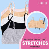 NEW Popular Cotton Girls Training Bra - Crop Cami Training Bras for Girls with Adjustable Straps. Cotton Bra Pack., 5 pack, Sz 14 (XL)