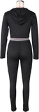 NEW Retails $65, Erichman Women's 2 PCS Fashion Stitching Colors Yoga Sports Suit Long Sleeve Front Zip Hooded Top High Waist Leggings, Sz M