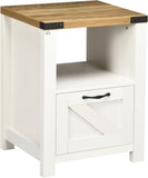 NEW Retails $125, HOMCOM Farmhouse End Table Side Table Nightstand, White