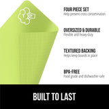 NEW GORILLA GRIP Original Set of 5 Flexible Plastic Cutting Boards, 4 Large Plus Small Board, Gripped Backing, Dishwasher Safe, Non Porous, Durable Chopping Mats, Food Icons, Multi Color