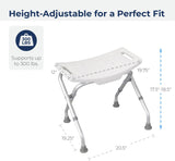 NEW Retails $77, Drive Medical Folding Shower Chair Without back, 1 count, White