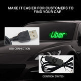NEW UBER Led Light Signs for Car with USB Plug, Bumper Stickers Taxi Sign Light Windshield, Glow LED Sign Decal Stickers with Suction Cups Flashing Hook on Car Window LED Bright Lights (Green)