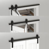 NEW Retails $90, ZEKOO Bifold Barn Door Hardware: 60 inch Bi-fold Sliding Barn Door Hardware Track Kit for 56" Closet Doors - Easy Assembly Smoothly Quietly J Shape Side Mount and Top Mount Slide Roller- No Doors