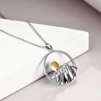 NEW YFN Mountain Necklace Sterling Silver Mountain Range Ocean Wave Pendant Necklace Nature Jewelry Gift for Skiers, Hikers, Campers, Climbers, Nature Lovers and Ocean Lovers, Retails $50