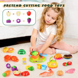 NEW Cutting Pretend Play Food with Bag 41 Pcs Food Toy Kitchen Set Kids Educational Toy