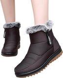 NEW Boots for Women Fashion Side Zipper Low Chunky Heel Snowproof Cotton Shoes Anti Slip Waterproof Boot, Brown, Sz 6.5, Retails $50