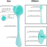 NEW Silicone Facial Cleansing Brush 3 Pack, Beomeen 4 in 1 Handheld Face Scrubber for Deep Gentle Exfoliating, Double-Ended Face Wash Scrub Brush for Face Skincare and Massage (Green)