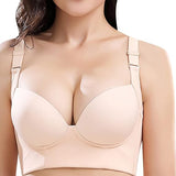 NEW New Year A- One Fab Fit Underwire Bra Push Up T Shirt Bra Modern Demi Bra Lightly Padded Bra with Convertible Straps Compression Sports Bra, Beige, Sz 36D