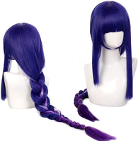 NEW Anime Cosplay Wig for Applies to Genshin Impact Raiden Shogun Baal Purple Mixed Color Long Ponytail Hair Modeling Party Dress Up Wig Heat Resistant Synthetic Hair + Wig Cap