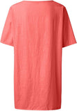 NEW Women's Loose Summer Tops Oversized Cover up Mid-Length Solid Color Short Sleeve Blouse Top, Watermelon Red, Sz XL