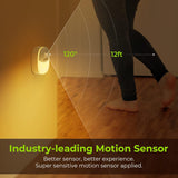 NEW Retails $80, AUVON Rechargeable Mini Motion Sensor Night Light, 2nd Gen Warm White LED Stick-On Closet Light with Dusk to Dawn Sensor, Adjustable Brightness for Wall, Stairs, Cabinet, Hallway (4 Pack)