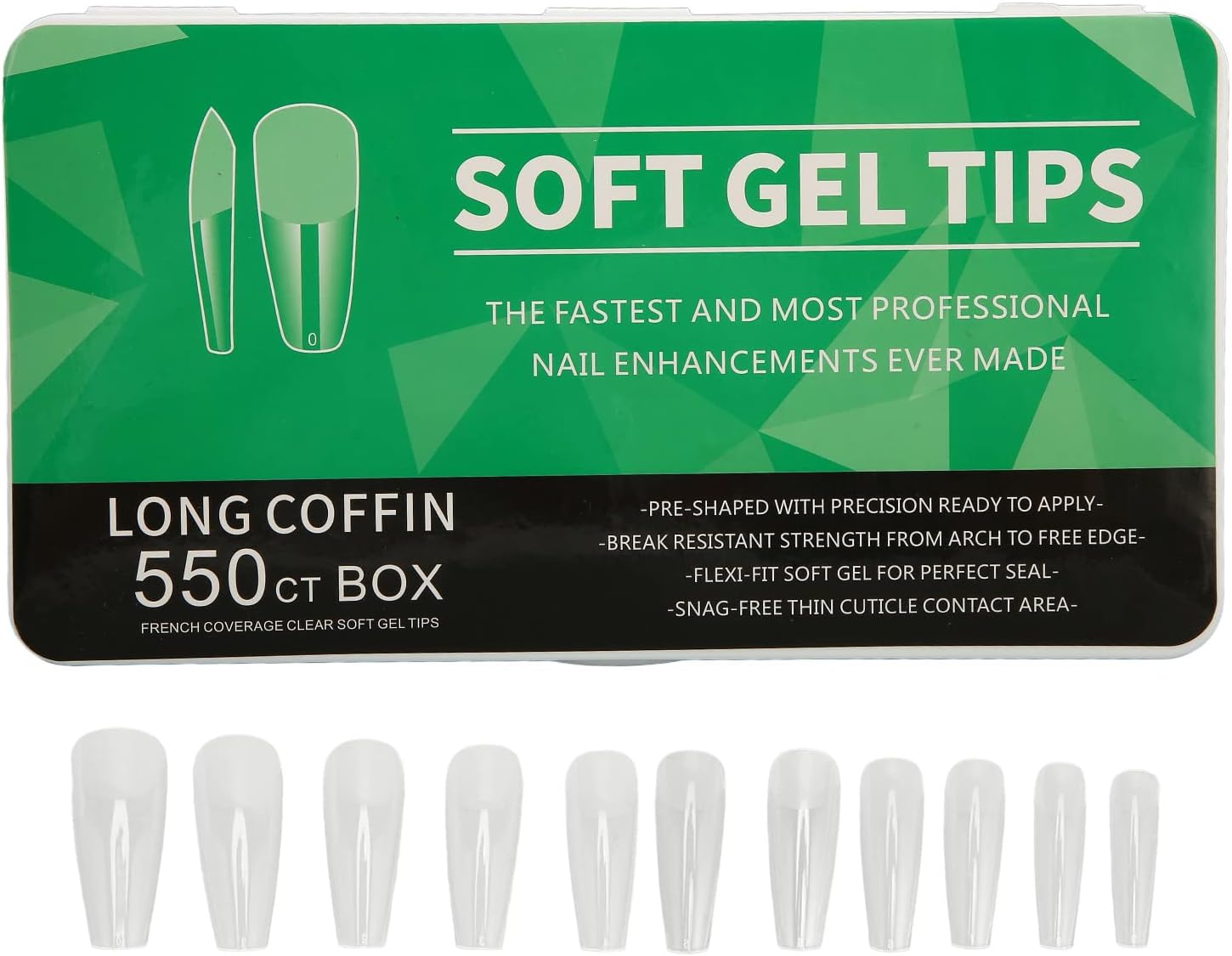 NEW Clear Nail Tips, 550 Pcs Nail Tips Ultra Thin Seamless Semi Frosted Press On Clear Nail Tips Gel Nail Tips Coffin Nails Tips DIY Nail Art for Nails Extension (Long)