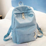 NEW School Backpack Corduroy Back pack Teen Boys Girls Simple Book Bag Middle High School College Lightweight Daypack, Light Blue