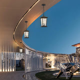 NEW Retails $297+, Smeike Large Outdoor Pendant Light, 2-Light Exterior Light Fixture for Porch Modern Outdoor Hanging Lantern Light in Matte Black Finish with Clear Glass