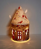 NEW Giftcraft House Lantern with Cardinals and Santa, 8.46 inches, Paper, Plastic, LED, Christmas, Home Décor, Holiday Tradition