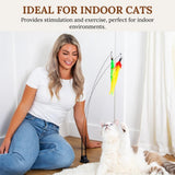 NEW Suction Cup Cat Toys for Indoor Cats Interactive Suction Cup Cat Wand Toy Feather Teaser for Indoor Cats & Kittens Multi Surface Base for Hands Free Play