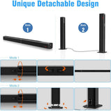 NEW 40W Bluetooth Detachable Soundbar TV Speakers with stands, Samtronic 37 inches TV Surround Sound Bar Wired & Wireless Bluetooth Sound Bars with Stereo Audio System 3D Surround Sound System Home Theater Speaker - Was store display! No box, no remote