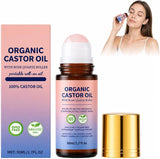 NEW Sealed Organic Castor Oil Roll-On with Rose Quartz Roller Ball – 100% Castor Oil Organic Cold Pressed, Mess-Free Castor Oil Roller for Hair, Eyebrows, Skin, and Body Moisturizing (Pure-2 Pack)
