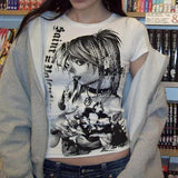 NEW Baby Tee Teens Graphic Tees Y2k Grunge Printed Summer 2024 Vintage T Shirts 2000s Emo, White, Sz 2X