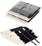 NEW 100Pcs Disposable Lip Brushes, Lip Brushes cotton swab Wands, Lipstick Applicator, Lint Free Makeup Applicators (Black)