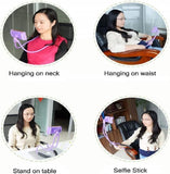 NEW Universal Smart Mobile Phone Stand,Hanging on Neck Cell Phone Mount Holder, Flexible Lazy Bracket DIY Free Rotating for Multiple Functions (Black)