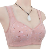 NEW Huilaibazo Daisy Bras for Older Women 2024 New Comfortable No Wire Bra Convenient Front Close Button Bras Everyday Bralette, Pink, Sz 40