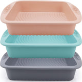 NEW Baocuan Silicone Square Cake Pan - Non-Stick, Easy Release, Heat Resistant for Baking Cakes, Brownies, Cheesecakes and More 8.5 Inch 3 Pack for Oven, Microwave, Freezer and Dishwasher