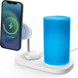 NEW Retails $42, iHome Magnetic Power Station, 5W Wireless Charging Pad, 7.5W Magnetic Wireless Charger with Color Changing LED Lamp for iPhone 12/13, Compatible with MagSafe Cases