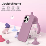 NEW ORNARTO Compatible with iPhone 15 Pro Max Case, Slim Liquid Silicone 3 Layers Full Covered Soft Gel Rubber Phone Case Protective Cover with Microfiber Lining 6.7 inch-Lilac Purple