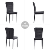 NEW Retails $120, Assembled Dining Chairs Set of 2 Velvet Kitchen Living Room Chairs High Back Metal Frame Modern Lattice Design, Black