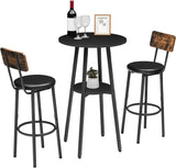 NEW Retails $83, HOOBRO Bar Table, Round Pub Table, 2-Tier Bistro Table with Storage, 37.4" High for Small Spaces, with Top Particleboard for Kitchen, Easy to Assemble, Black