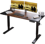 NEW in box! Retails $230 Jceet Adjustable Height Electric Sit/Standing Desk, 55 x 24 Inch Sit Stand Computer Desk with Lockable Casters, Stand Up Desk Table for Home Office, Black Frame/Rustic Brown + Black Top!