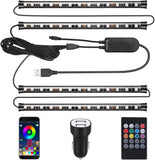 NEW Bawoo Interior Car Lights, Car LED Strip Light Waterproof 48 LED Lights for Car with APP Control, RGB Music Sync Under Dash Car Light with Car Charger, DC (Large/APP & Box Control)