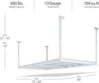 New in box! NewAge Products 40152 Ceiling Mount Garage Storage Rack, 4 by 8', White - Retails $328+