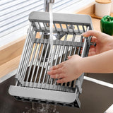 NEW Expandable Over The Sink Dish Rack, Rustproof Stainless Steel for Kitchen, Dish Drain Rack for Drying Dishes Fruit,