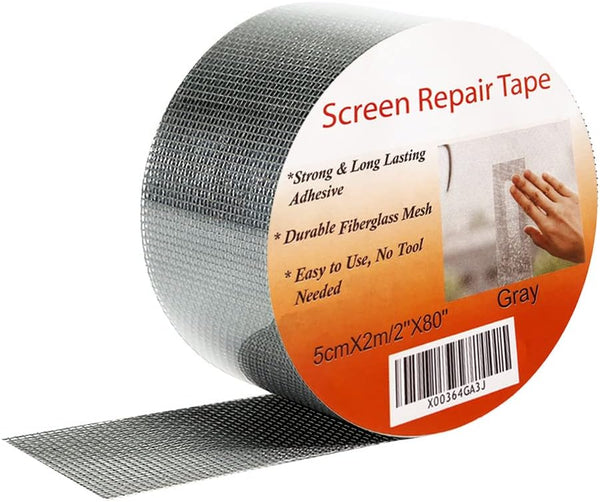 NEW Window Screen Repair Tape Screen Door Repair Kit Gray 3-Layer Strong Adhesive Tape Patches Fiberglass Mesh Instantly Fix Holes (2''X80'')
